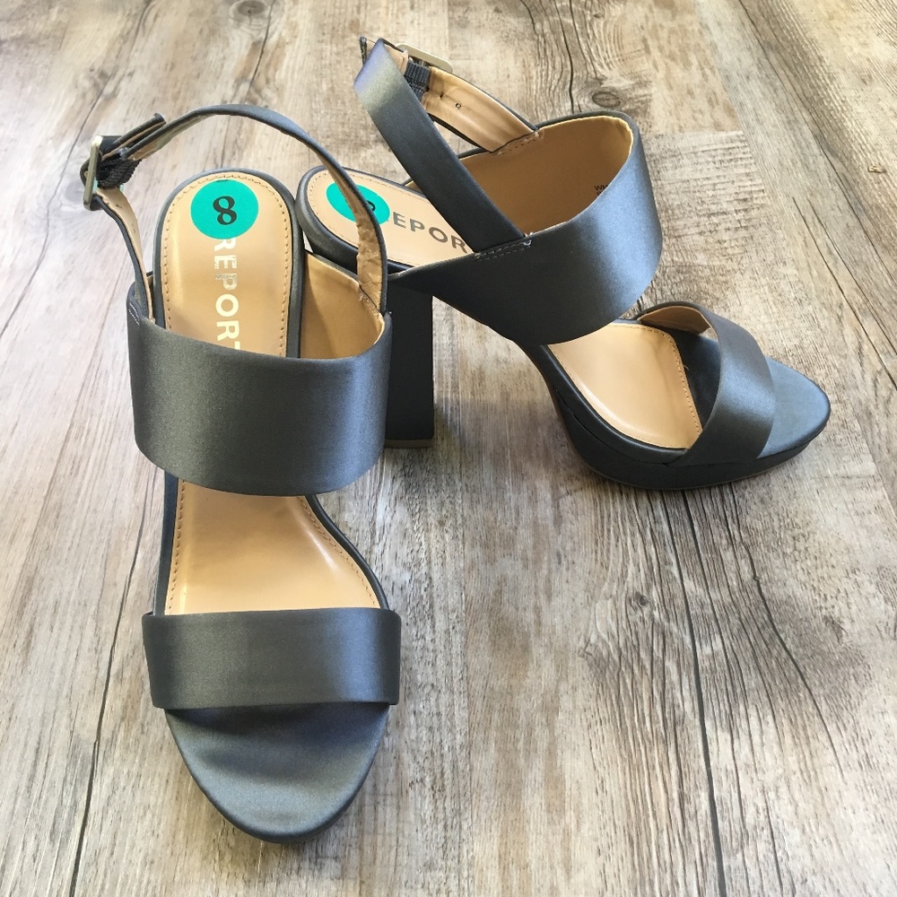 Lydia Heels in Blue/Grey Satin